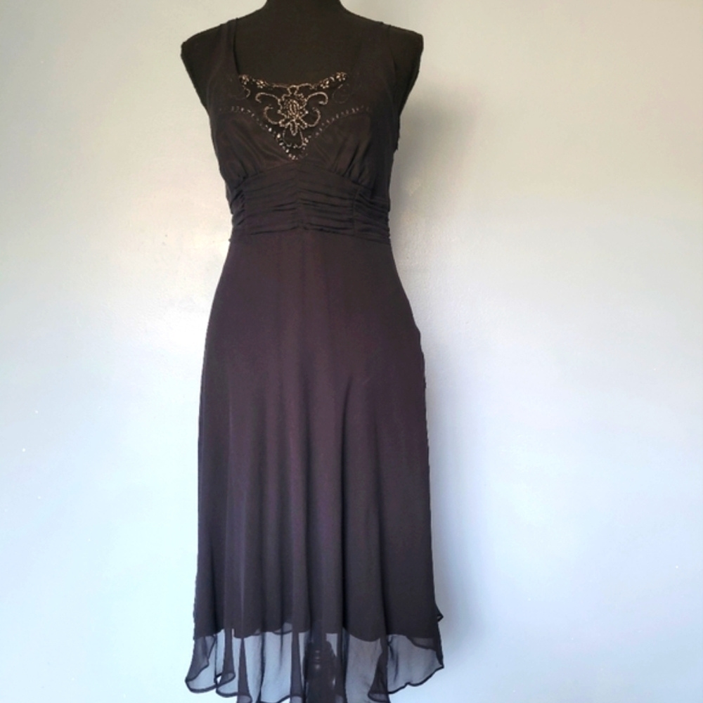 Jonathan Martin Studio Silk Beaded Black Dress Size 6P